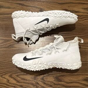 Size 10 Nike Alpha Huarache 6 Elite White Lacrosse Cleats Turf 923426-107 NEW